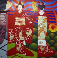 油絵　瞑想と舞妓No.11