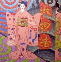 油絵　瞑想と舞妓No.4