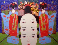 油絵　瞑想と舞妓No.6