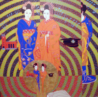 油絵　瞑想と舞妓No.8